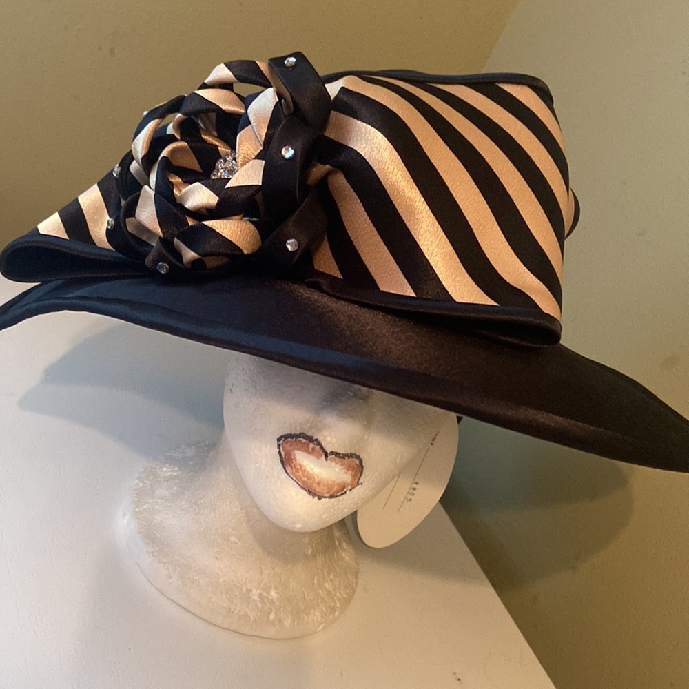 NWT Beautiful Black & Gold Church Dress Hat by Ms. Divine